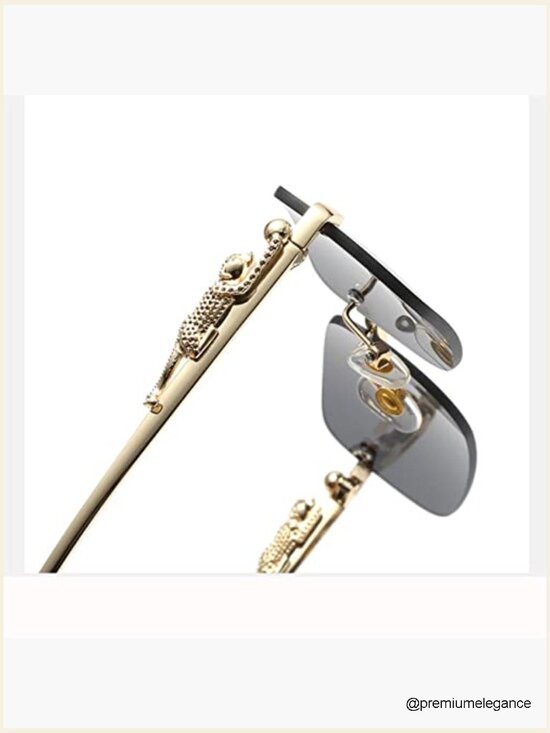 Retro Rimless Rectangle Sunglasses with UV Protection main image 4